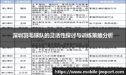 深圳羽毛球队的灵活性探讨与训练策略分析